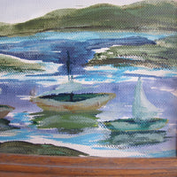 Mountain Landscape Painting with Original Wood Frame