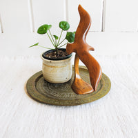 Hammered and Etched Brass Metal Tray