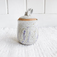 Light Purple Swirl Ceramic Canister with Wavy Handle Top