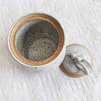 Light Purple Swirl Ceramic Canister with Wavy Handle Top