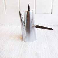 Midcentury Italian Stainless Steel Tea Coffee Pot with Rosewood Handles