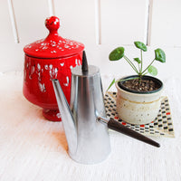 Midcentury Italian Stainless Steel Tea Coffee Pot with Rosewood Handles