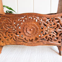 Teak Sheesham Rose Wood Magazine Rack Storage Basket
