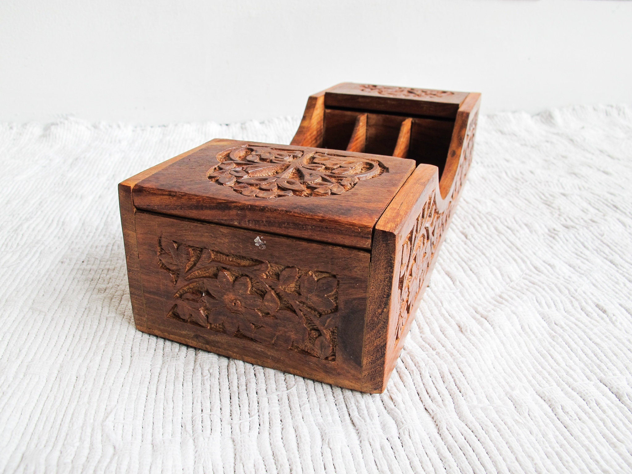 Popular Wood Desk Organizer With Beautiful Carved Details