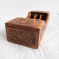 Wood Desk Organizer With Beautiful Carved Details