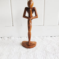 Architectural Sculpture Figure Made of Hand Carved Wood
