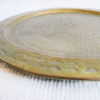 Hammered and Etched Brass Metal Tray