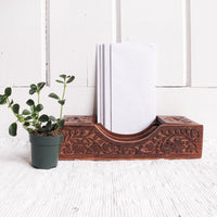 Wood Desk Organizer With Beautiful Carved Details