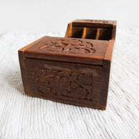 Wood Desk Organizer With Beautiful Carved Details