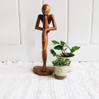 Architectural Sculpture Figure Made of Hand Carved Wood