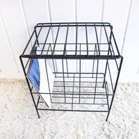 Midcentury Cast Iron Metal Record Player Organizer Stand with Vinyl Record Storage
