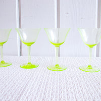 Vaseline Champagne Cocktail Wine Glasses ( 2 Sets of Four Glasses Available and Sold Separately)
