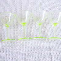 Vaseline Champagne Cocktail Wine Glasses ( 2 Sets of Four Glasses Available and Sold Separately)