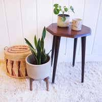 Hexagon Wood Plant Stand Side Table
