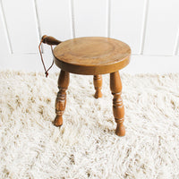 Wood plant Stand Milk Stool with Leather Handle