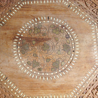 Carved Teak Wood Hexagon Side End Table Plant Stand