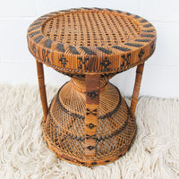 Rattan Table with Five Stools Made In Japan