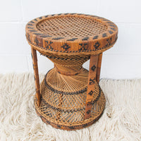 Rattan Table with Five Stools Made In Japan