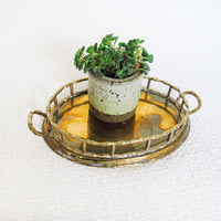 Hollywood Regency Brass Serving Tray with Handles Made in India