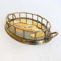 Hollywood Regency Brass Serving Tray with Handles Made in India