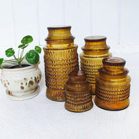 Amber Glass Kitchen Canister Set of Four