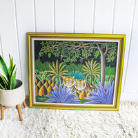 Poulette B.B. Haitian Jungle Painting Framed Wall Art 1992