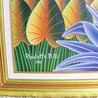 Poulette B.B. Haitian Jungle Painting Framed Wall Art 1992