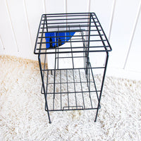 Midcentury Cast Iron Metal Record Player Organizer Stand with Vinyl Record Storage