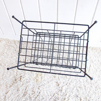 Midcentury Cast Iron Metal Record Player Organizer Stand with Vinyl Record Storage