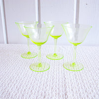 Vaseline Champagne Cocktail Wine Glasses ( 2 Sets of Four Glasses Available and Sold Separately)