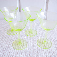 Vaseline Champagne Cocktail Wine Glasses ( 2 Sets of Four Glasses Available and Sold Separately)