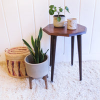Hexagon Wood Plant Stand Side Table