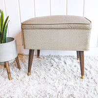 Midcentury Bench Ottoman Seat with Storage