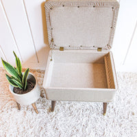 Midcentury Bench Ottoman Seat with Storage