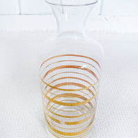 Midcentury Gold Stripe Glass Carafe Pitcher