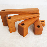 Swivel Danish Wood Candle Holder Candlesticks