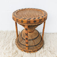Rattan Table with Five Stools Made In Japan