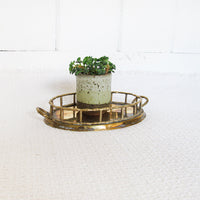 Hollywood Regency Brass Serving Tray with Handles Made in India