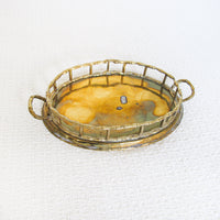 Hollywood Regency Brass Serving Tray with Handles Made in India
