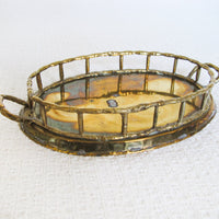 Hollywood Regency Brass Serving Tray with Handles Made in India