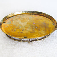 Hollywood Regency Brass Serving Tray with Handles Made in India