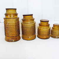Amber Glass Kitchen Canister Set of Four