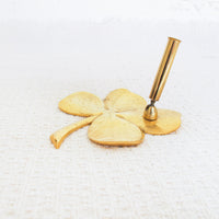 Four Leaf Clover Brass Tray with Pen Holder