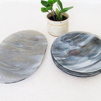 Hand Blown Glass Serving Plates and Platter Signed Made in 1988