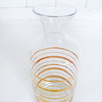 Midcentury Gold Stripe Glass Carafe Pitcher