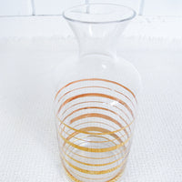 Midcentury Gold Stripe Glass Carafe Pitcher