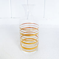 Midcentury Gold Stripe Glass Carafe Pitcher