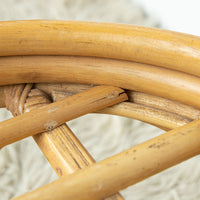 Bentwood Bamboo Ottoman with White Cushion