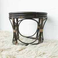 Bentwood Bamboo Ottoman with White Cushion