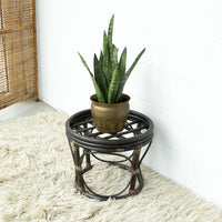Bentwood Bamboo Ottoman with White Cushion
